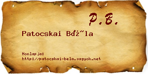 Patocskai Béla névjegykártya