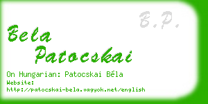 bela patocskai business card